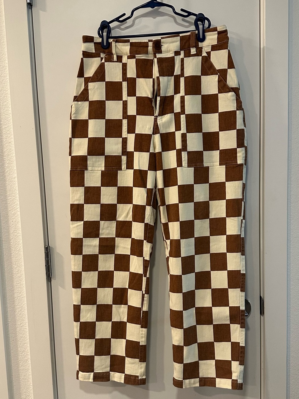 P&Co Service Fatigue Checkerboard Pants - Women’s Brown/Cream - UK Size 12